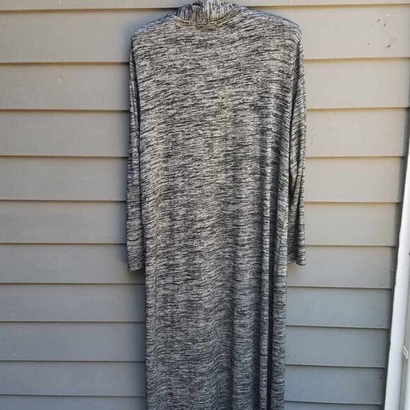 Worthington Maxi Black Gray Marled Open Front Cardigan size OX - Picture 5 of 11